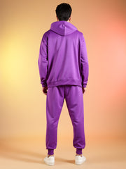 Go Devil Printed Purple Hooded Co-Ord Set for Men