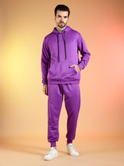 Go Devil Printed Purple Hooded Co-Ord Set for Men