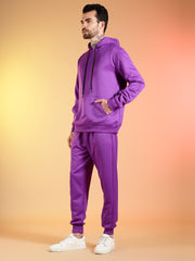Go Devil Printed Purple Hooded Co-Ord Set for Men