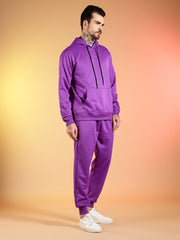 Go Devil Printed Purple Hooded Co-Ord Set for Men