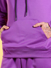 Go Devil Printed Purple Hooded Co-Ord Set for Men