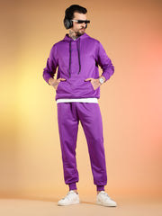 Go Devil Printed Purple Hooded Co-Ord Set for Men