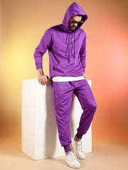 Go Devil Printed Purple Hooded Co-Ord Set for Men