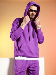 Go Devil Printed Purple Hooded Co-Ord Set for Men