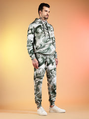 Go Devil Marble Print Hooded Co-Ord Set for Men