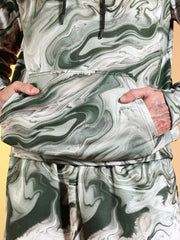Go Devil Marble Print Hooded Co-Ord Set for Men