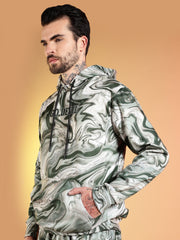 Go Devil Marble Print Hooded Co-Ord Set for Men