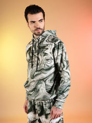 Go Devil Marble Print Hooded Co-Ord Set for Men