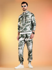 Go Devil Marble Print Hooded Co-Ord Set for Men