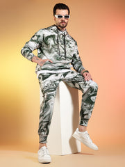 Go Devil Marble Print Hooded Co-Ord Set for Men