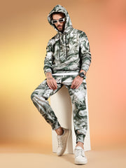 Go Devil Marble Print Hooded Co-Ord Set for Men