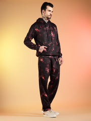 Go Devil Dark Abstract Print Hooded Co-Ord Set for Men