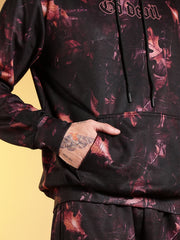 Go Devil Dark Abstract Print Hooded Co-Ord Set for Men