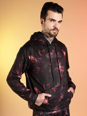 Go Devil Dark Abstract Print Hooded Co-Ord Set for Men
