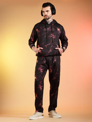 Go Devil Dark Abstract Print Hooded Co-Ord Set for Men