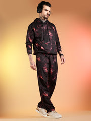 Go Devil Dark Abstract Print Hooded Co-Ord Set for Men