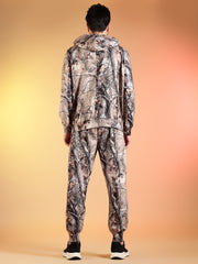 Go Devil Forest Print Hooded Co-Ord Set for Men