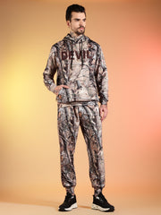 Go Devil Forest Print Hooded Co-Ord Set for Men