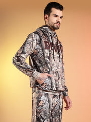 Go Devil Forest Print Hooded Co-Ord Set for Men