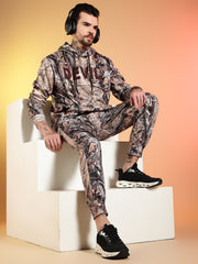 Go Devil Forest Print Hooded Co-Ord Set for Men