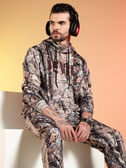 Go Devil Forest Print Hooded Co-Ord Set for Men