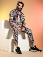 Go Devil Forest Print Hooded Co-Ord Set for Men
