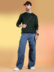 Go Devil Printed Dark Green Sweatshirt for Men