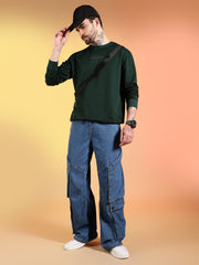 Go Devil Printed Dark Green Sweatshirt for Men