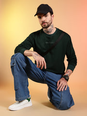 Go Devil Printed Dark Green Sweatshirt for Men