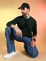 Go Devil Printed Dark Green Sweatshirt for Men
