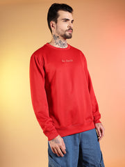 Go Devil Printed Red Sweatshirt for Men