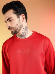 Go Devil Printed Red Sweatshirt for Men
