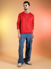 Go Devil Printed Red Sweatshirt for Men