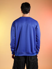 Go Devil Printed Solid Blue Sweatshirt for Men