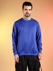 Go Devil Printed Solid Blue Sweatshirt for Men