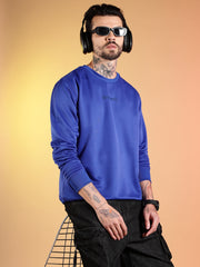 Go Devil Printed Solid Blue Sweatshirt for Men