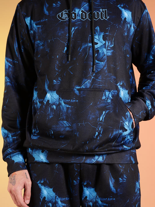 Go Devil Abstract Print Hooded Co-Ord Set for Men