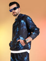 Go Devil Abstract Print Hooded Co-Ord Set for Men
