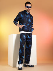 Go Devil Abstract Print Hooded Co-Ord Set for Men