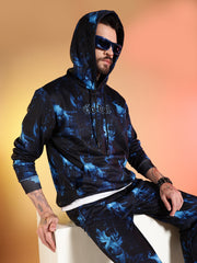 Go Devil Abstract Print Hooded Co-Ord Set for Men