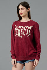 Go Devil Acid Wash Burgundy Sweatshirt for Women