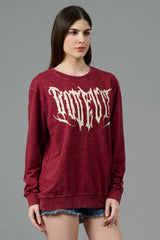 Go Devil Acid Wash Burgundy Sweatshirt for Women