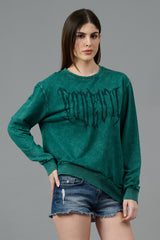 Go Devil Acid Wash Green Sweatshirt for Women