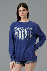 Go Devil Acid Wash Blue Sweatshirt for Women