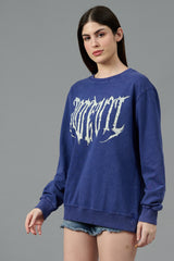 Go Devil Acid Wash Blue Sweatshirt for Women