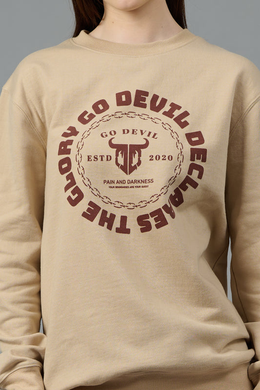 Go Devil Logo Printed Ivory Sweatshirt for Women