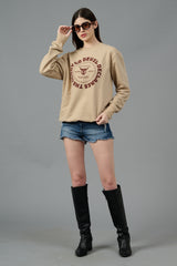 Go Devil Logo Printed Ivory Sweatshirt for Women