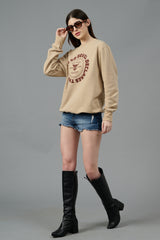 Go Devil Logo Printed Ivory Sweatshirt for Women