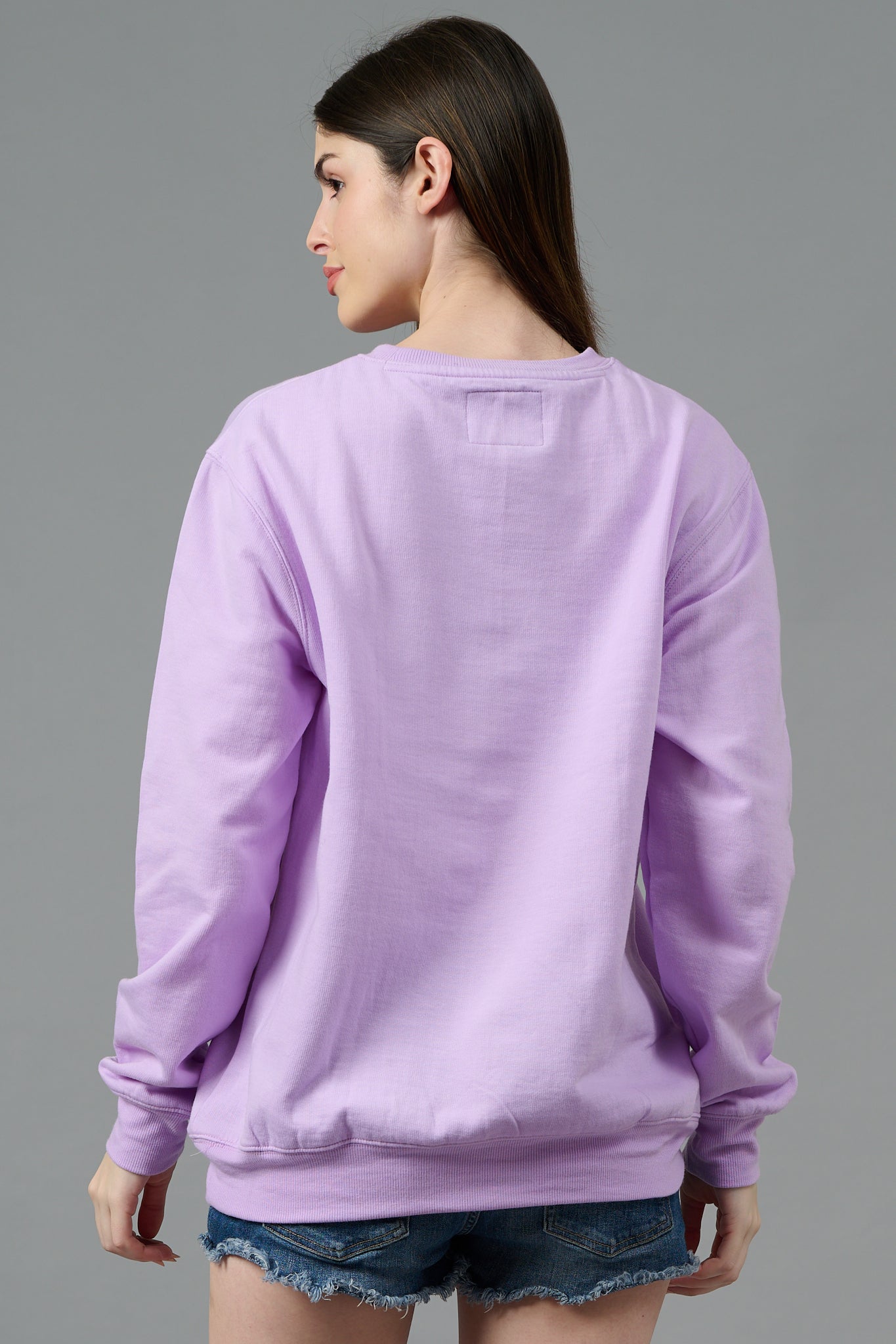 Go Devil with Flower Printed Purple Sweatshirt for Women