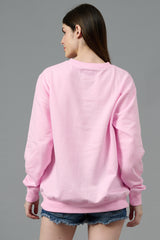Go Devil with Flower Printed Pink Sweatshirt for Women